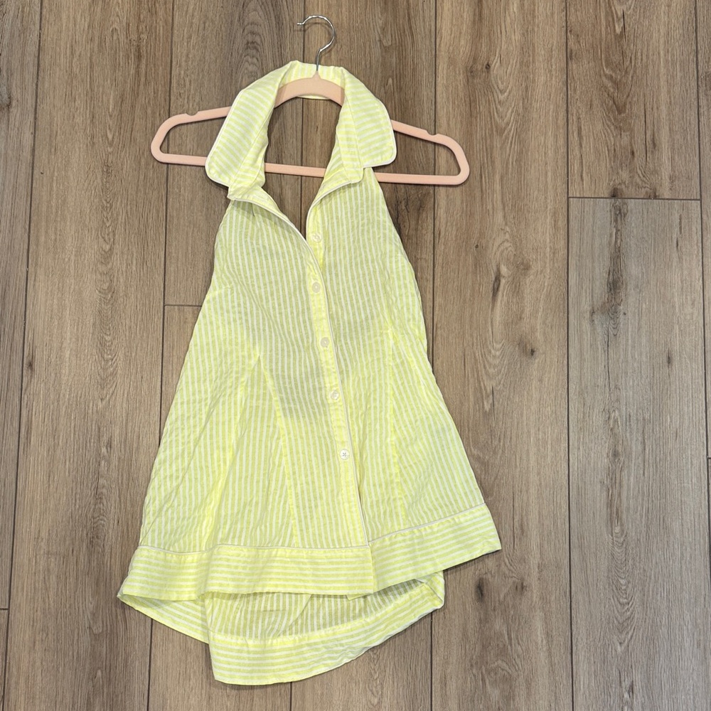 Anthropologie Light Yellow Striped Halter Blouse